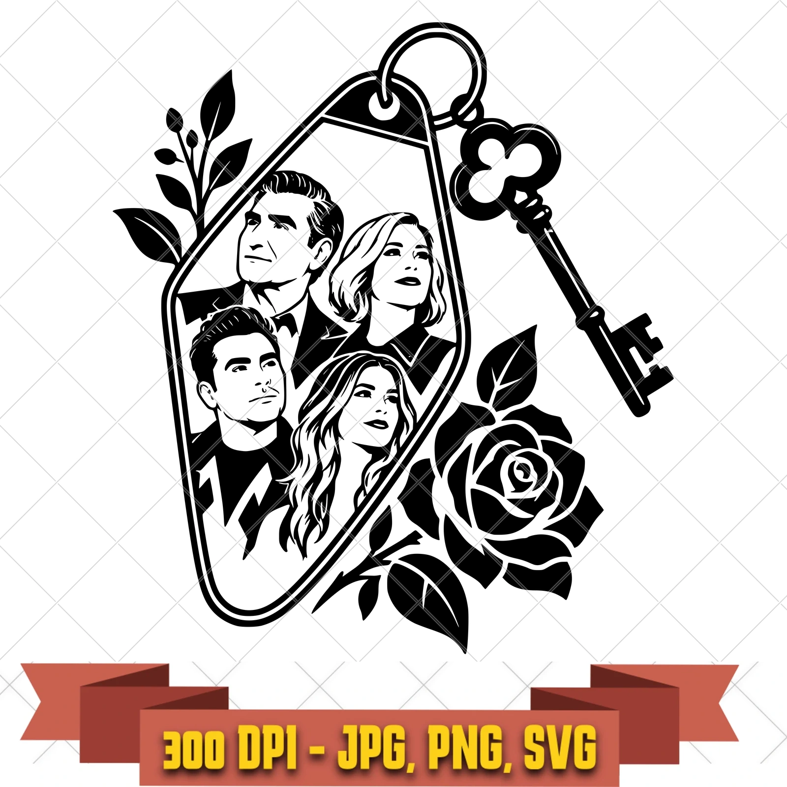 Motel Key Rose Schitt's Creek SVG PNG JPG, Cricut Silhouette Cut File, Sublimation Clipart, in the tv-comedy-camp collection by KleanKutChaos.