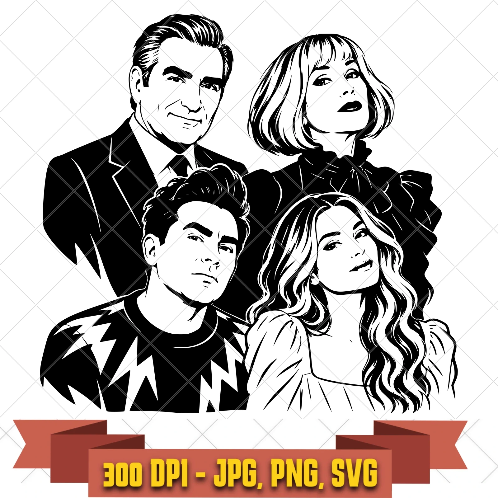 Rose Family Quartet Schitt's Creek SVG PNG JPG, Cricut Silhouette Cut File, Sublimation Clipart, in the tv-comedy-camp collection by KleanKutChaos.