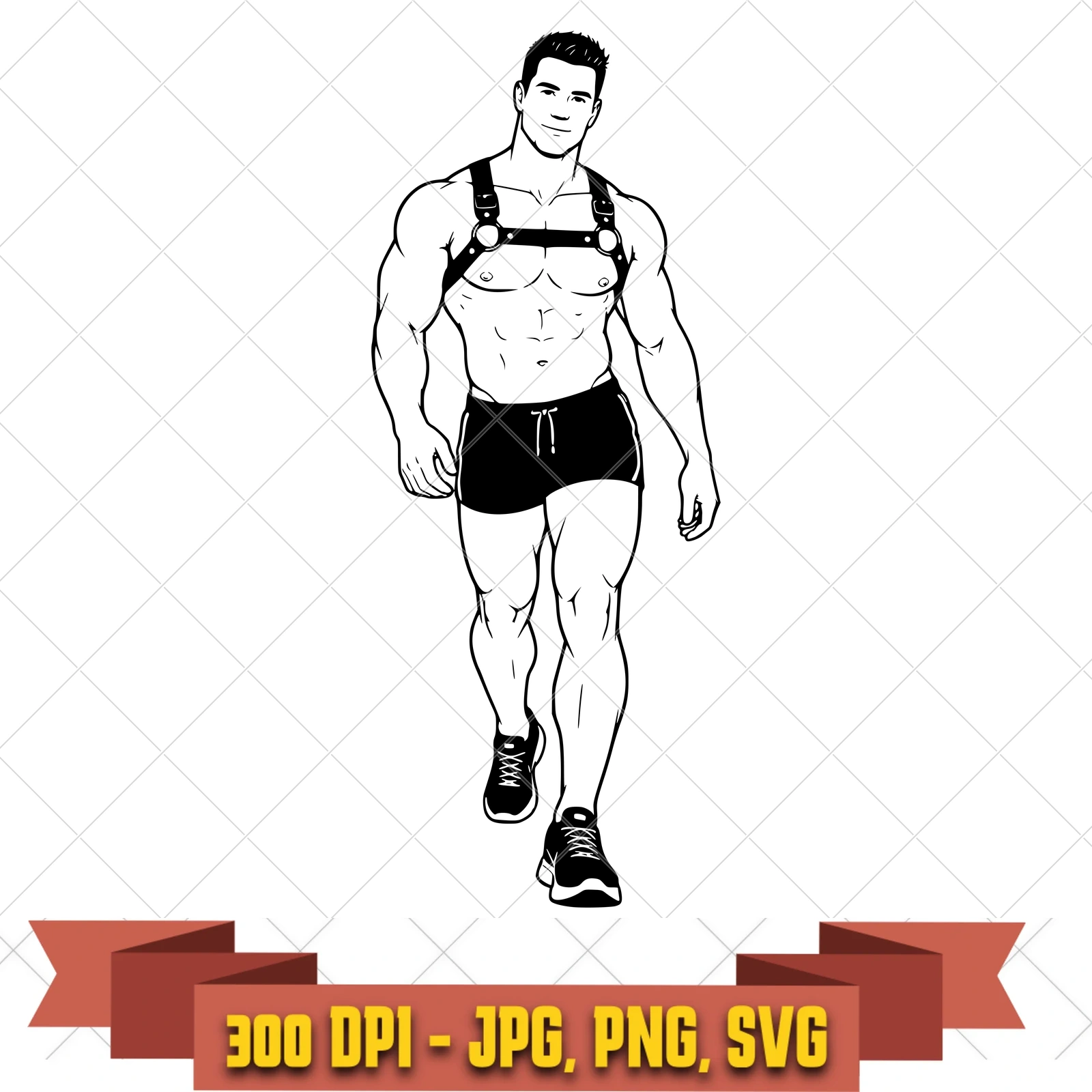 Harness Stroll Adult Gay Hunk Fashion SVG PNG JPG, Cricut Silhouette Cut File, Sublimation Clipart, in the pride-drag-lgbtq collection by KleanKutChaos.
