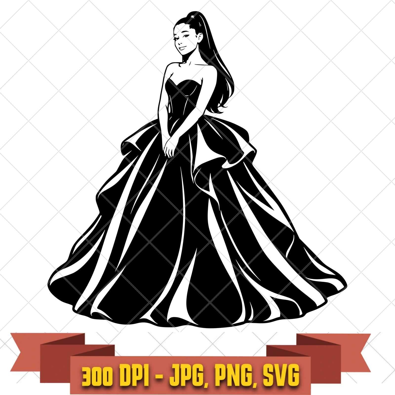 Ballgown Ariana Grande SVG PNG JPG, Cricut Silhouette Cut File, Sublimation Clipart, in the pop-disco-icons collection by KleanKutChaos.