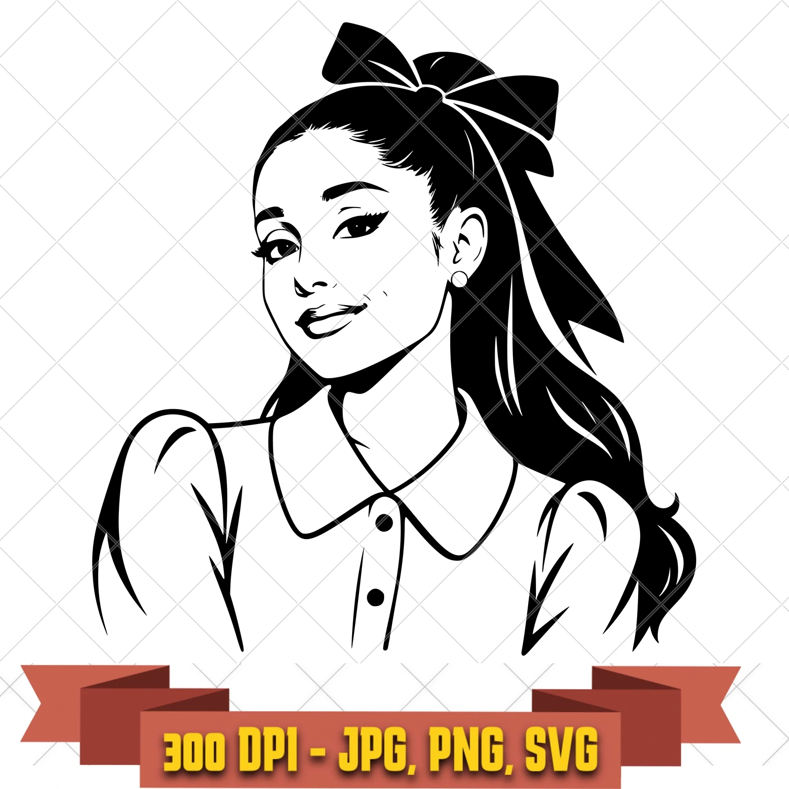 Bow Portrait Ariana Grande SVG PNG JPG, Cricut Silhouette Cut File, Sublimation Clipart, in the pop-disco-icons collection by KleanKutChaos.