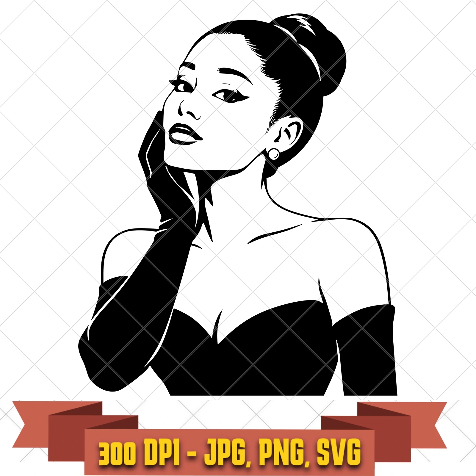 Gloved Glamour Ariana Grande SVG PNG JPG, Cricut Silhouette Cut File, Sublimation Clipart, in the pop-disco-icons collection by KleanKutChaos.