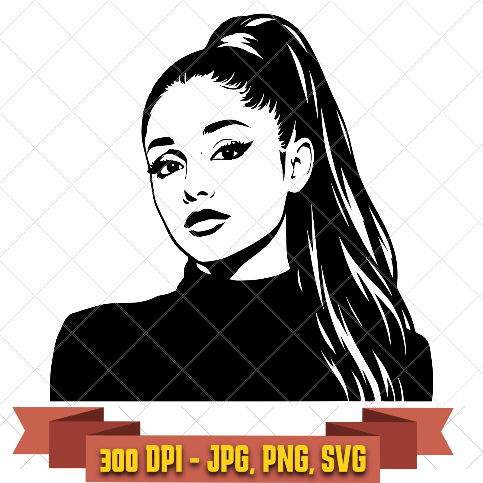 High Ponytail Portrait Clean Ariana Grande SVG PNG JPG, Cricut Silhouette Cut File, Sublimation Clipart, in the pop-disco-icons collection by KleanKutChaos.