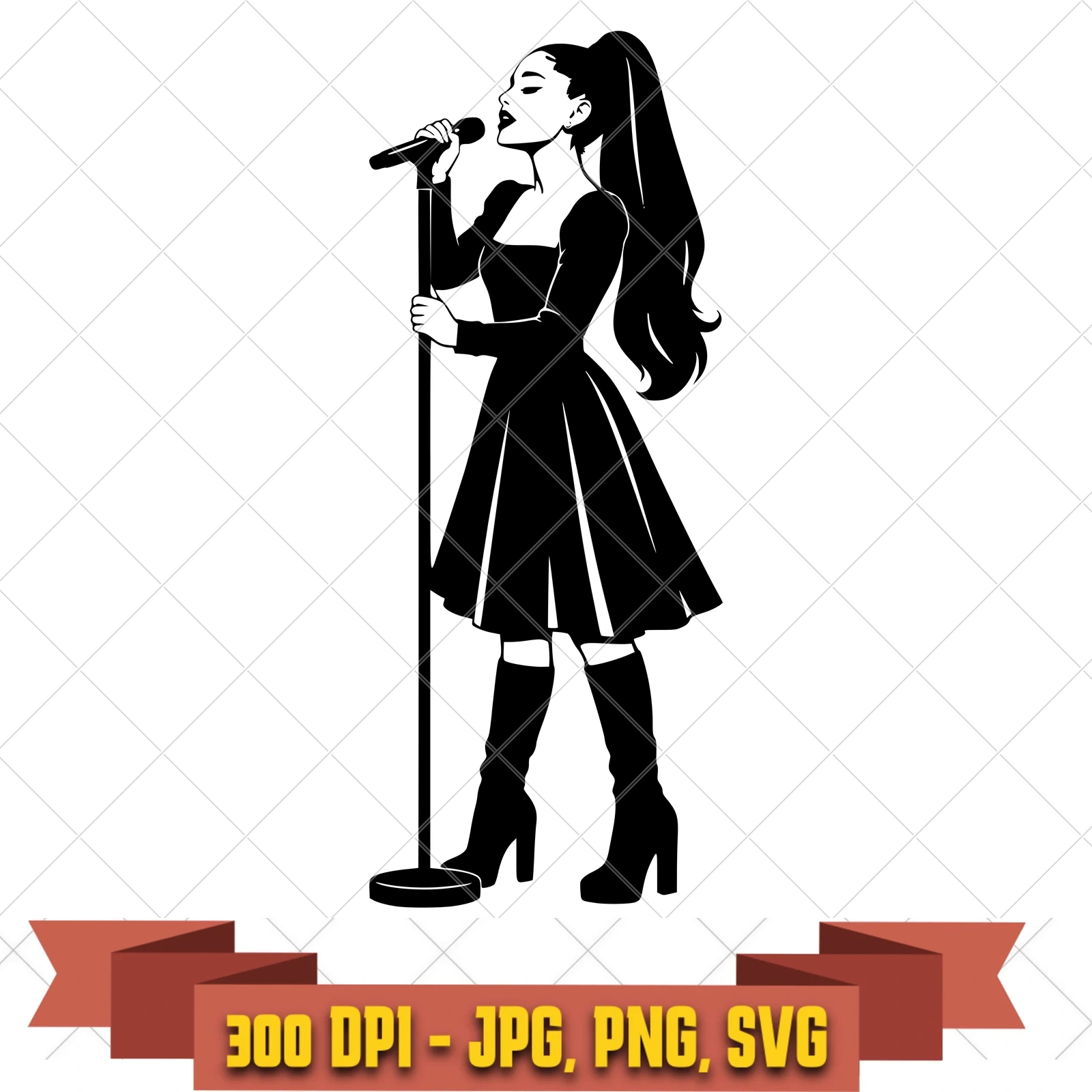 Mic Stand Clean Ariana Grande SVG PNG JPG, Cricut Silhouette Cut File, Sublimation Clipart, in the pop-disco-icons collection by KleanKutChaos.