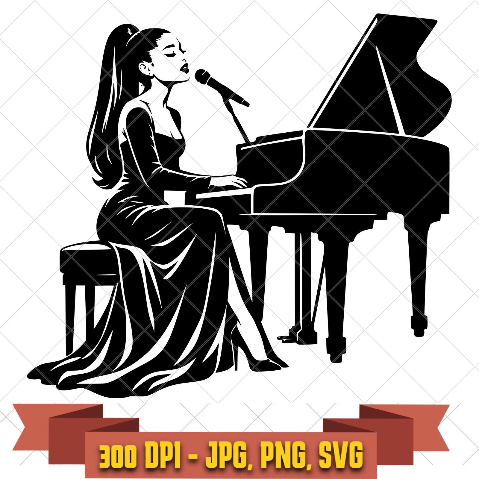 Piano Session Ariana Grande SVG PNG JPG, Cricut Silhouette Cut File, Sublimation Clipart, in the pop-disco-icons collection by KleanKutChaos.