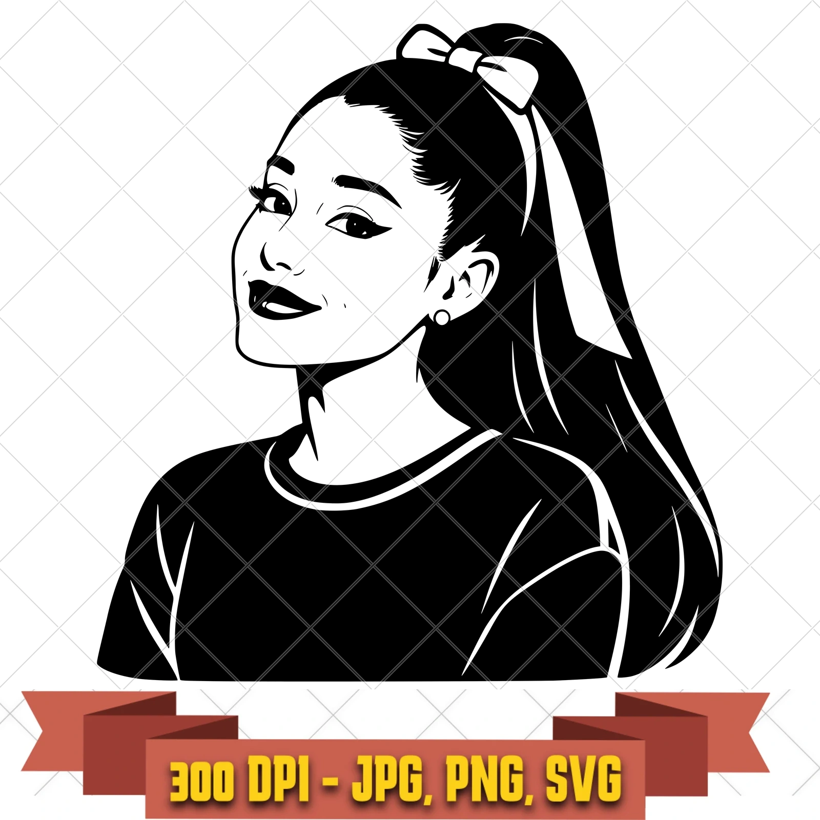 Ribbon Smile Clean Ariana Grande SVG PNG JPG, Cricut Silhouette Cut File, Sublimation Clipart, in the pop-disco-icons collection by KleanKutChaos.