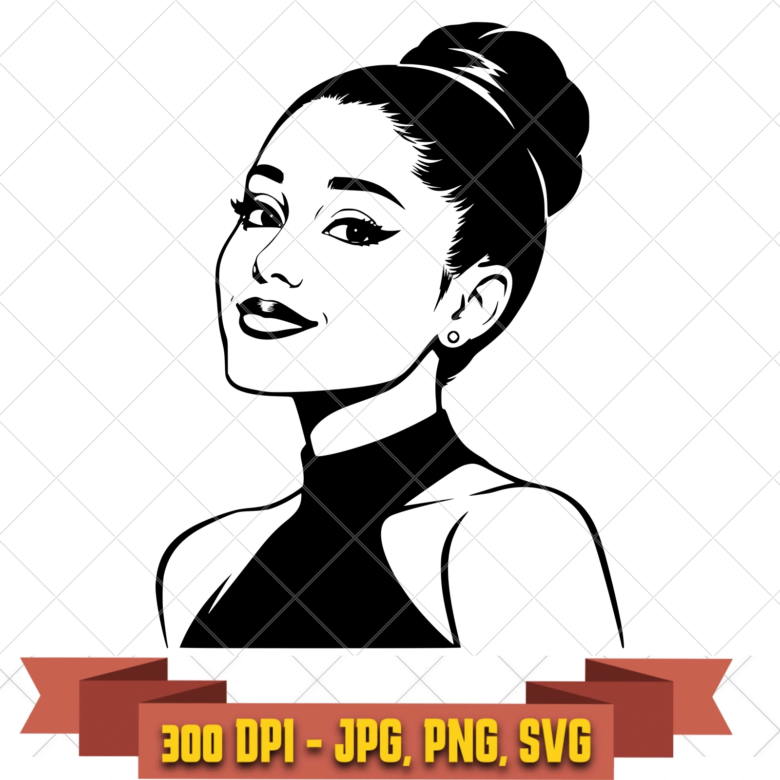 Sleek Bun Ariana Grande SVG PNG JPG, Cricut Silhouette Cut File, Sublimation Clipart, in the pop-disco-icons collection by KleanKutChaos.