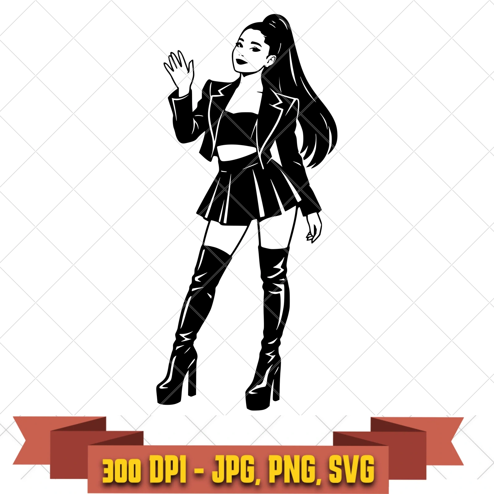 Stage Wave Clean Ariana Grande SVG PNG JPG, Cricut Silhouette Cut File, Sublimation Clipart, in the pop-disco-icons collection by KleanKutChaos.