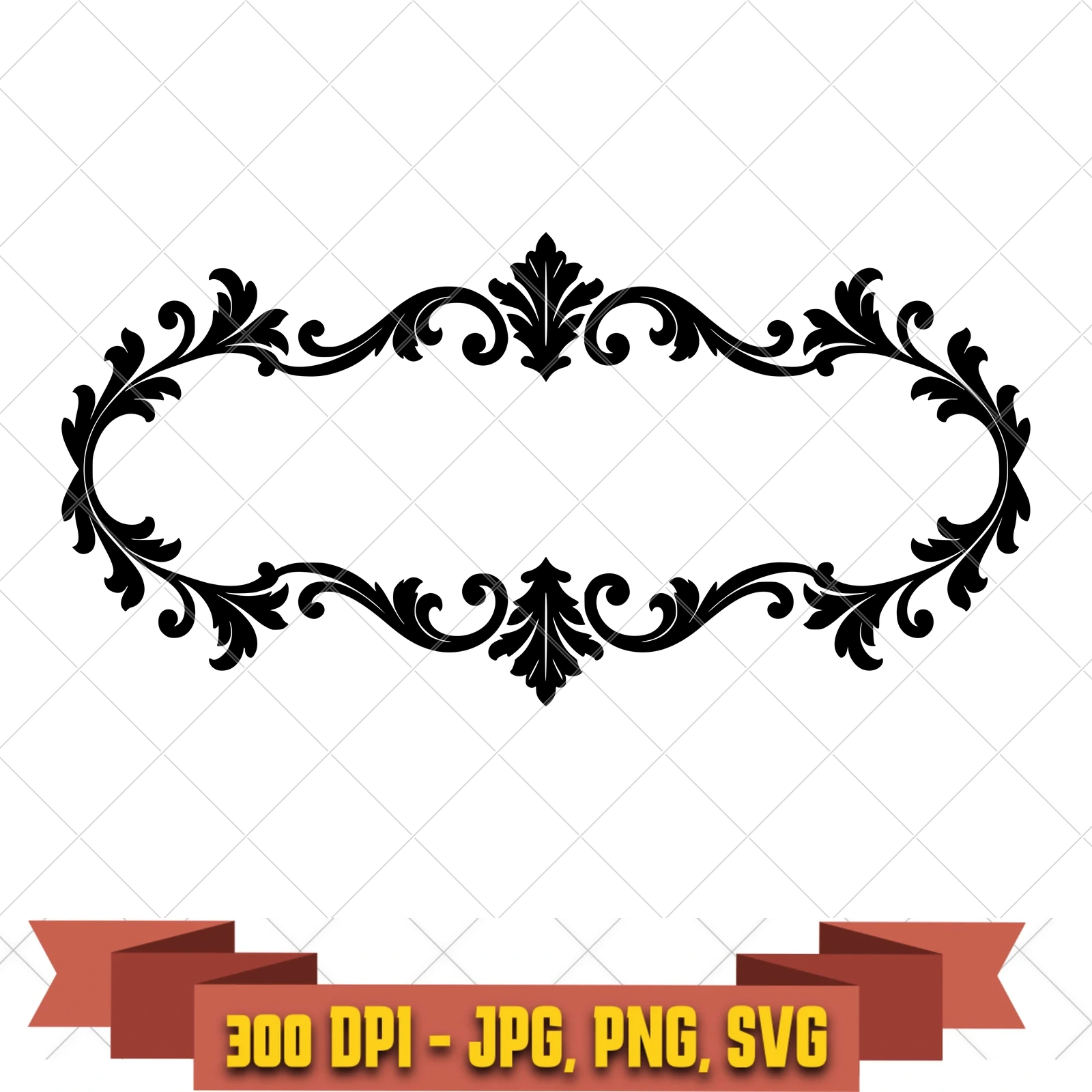 Landscape Cartouche Baroque Frames SVG PNG JPG, Cricut Silhouette Cut File, Sublimation Clipart, in the ornaments-frames-motifs collection by KleanKutChaos.