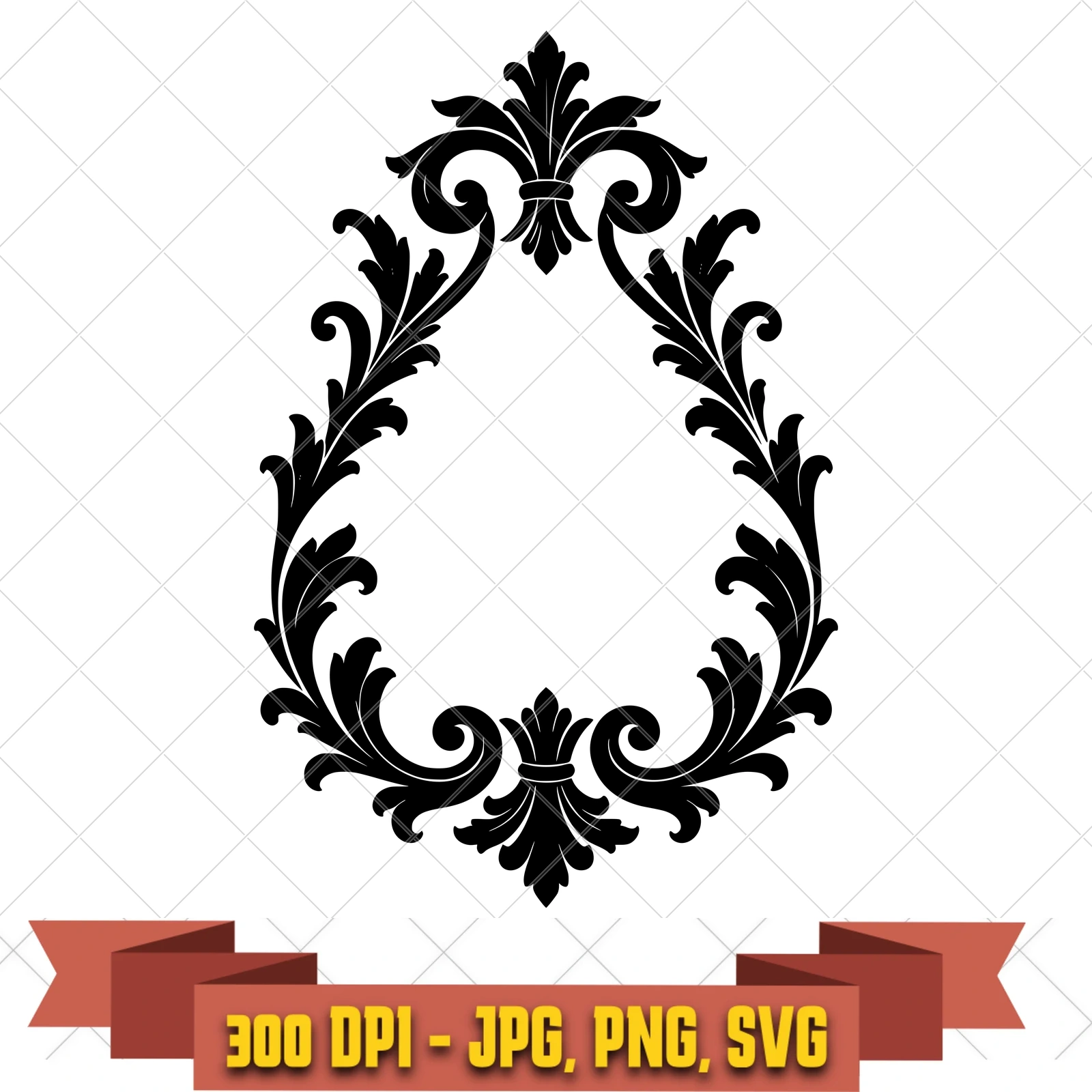Pear Cartouche Baroque Frames SVG PNG JPG, Cricut Silhouette Cut File, Sublimation Clipart, in the ornaments-frames-motifs collection by KleanKutChaos.