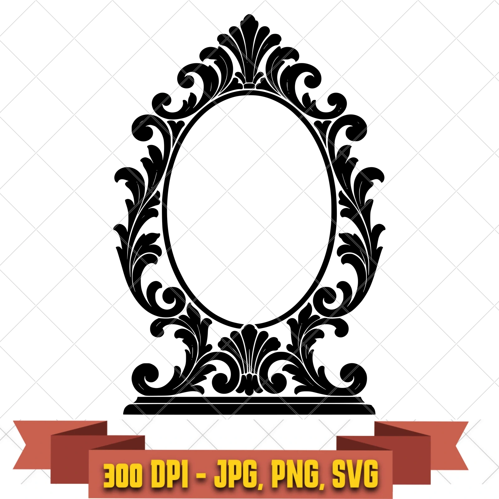 Pedestal Oval Baroque Frames SVG PNG JPG, Cricut Silhouette Cut File, Sublimation Clipart, in the ornaments-frames-motifs collection by KleanKutChaos.
