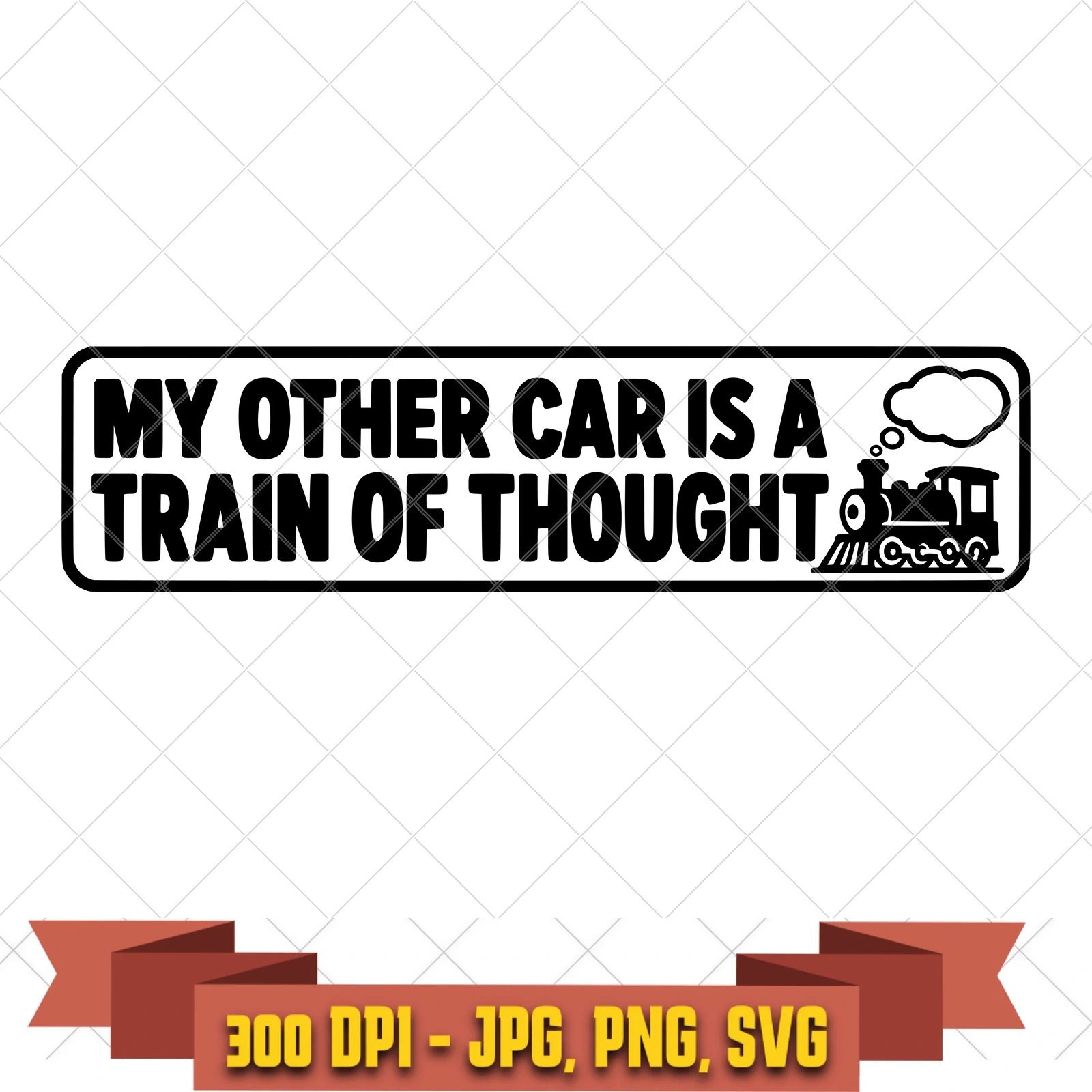 Thoughts Funny Bumper Stickers SVG PNG JPG, Cricut Silhouette Cut File, Sublimation Clipart, in the everyday-objects collection by KleanKutChaos.
