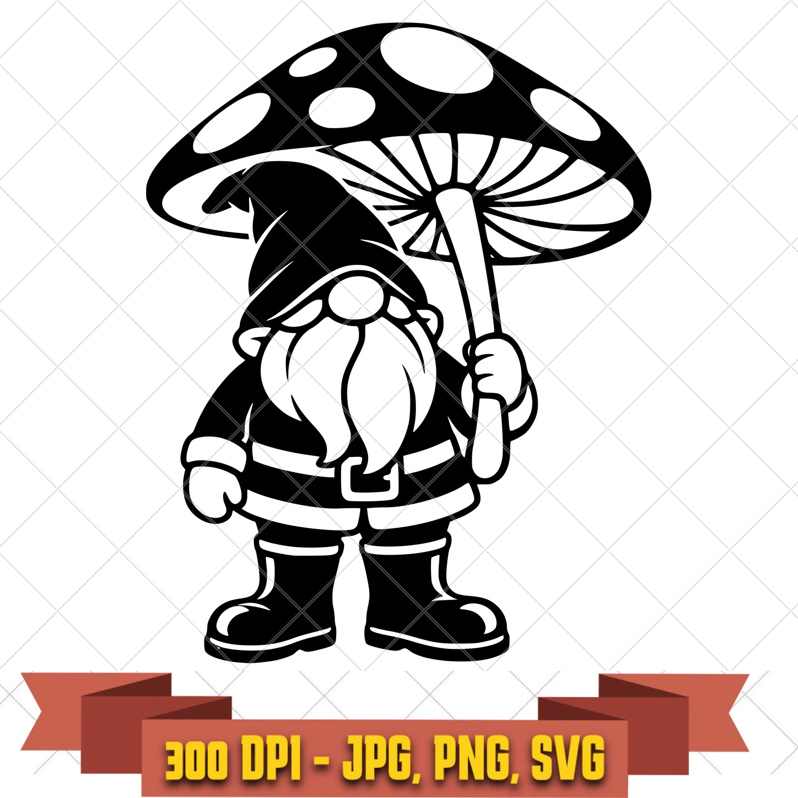 Rainy Day Gnome Garden Gnomes SVG PNG JPG, Cricut Silhouette Cut File, Sublimation Clipart, in the garden-botanicals collection by KleanKutChaos.