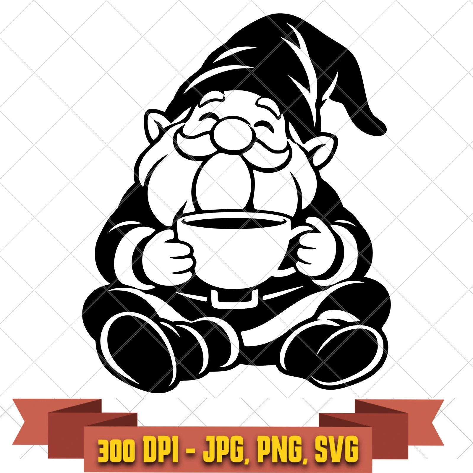 Tea Break Gnome Garden Gnomes SVG PNG JPG, Cricut Silhouette Cut File, Sublimation Clipart, in the garden-botanicals collection by KleanKutChaos.