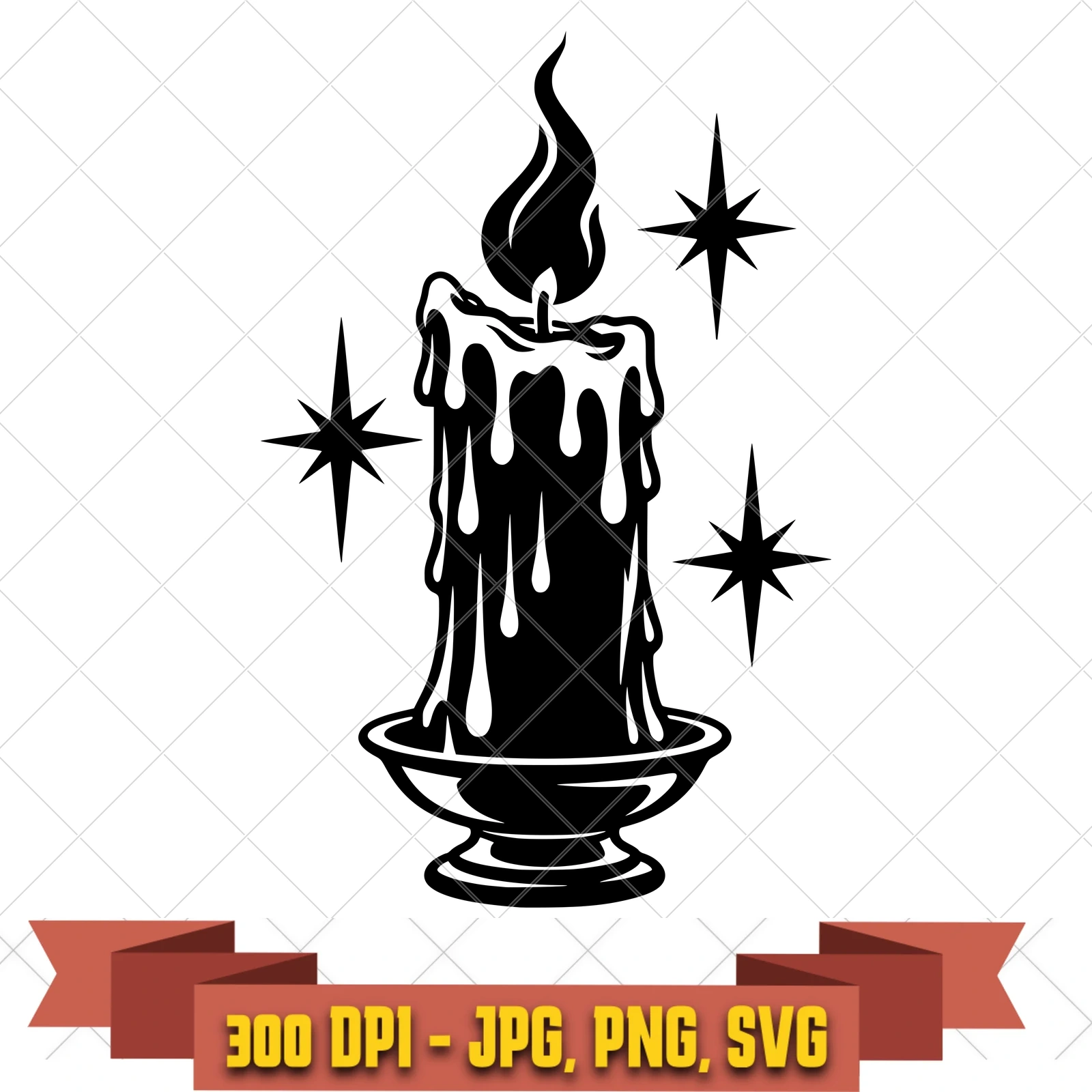 Black Flame Candle Hocus Pocus SVG PNG JPG, Cricut Silhouette Cut File, Sublimation Clipart, in the witches-magic collection by KleanKutChaos.