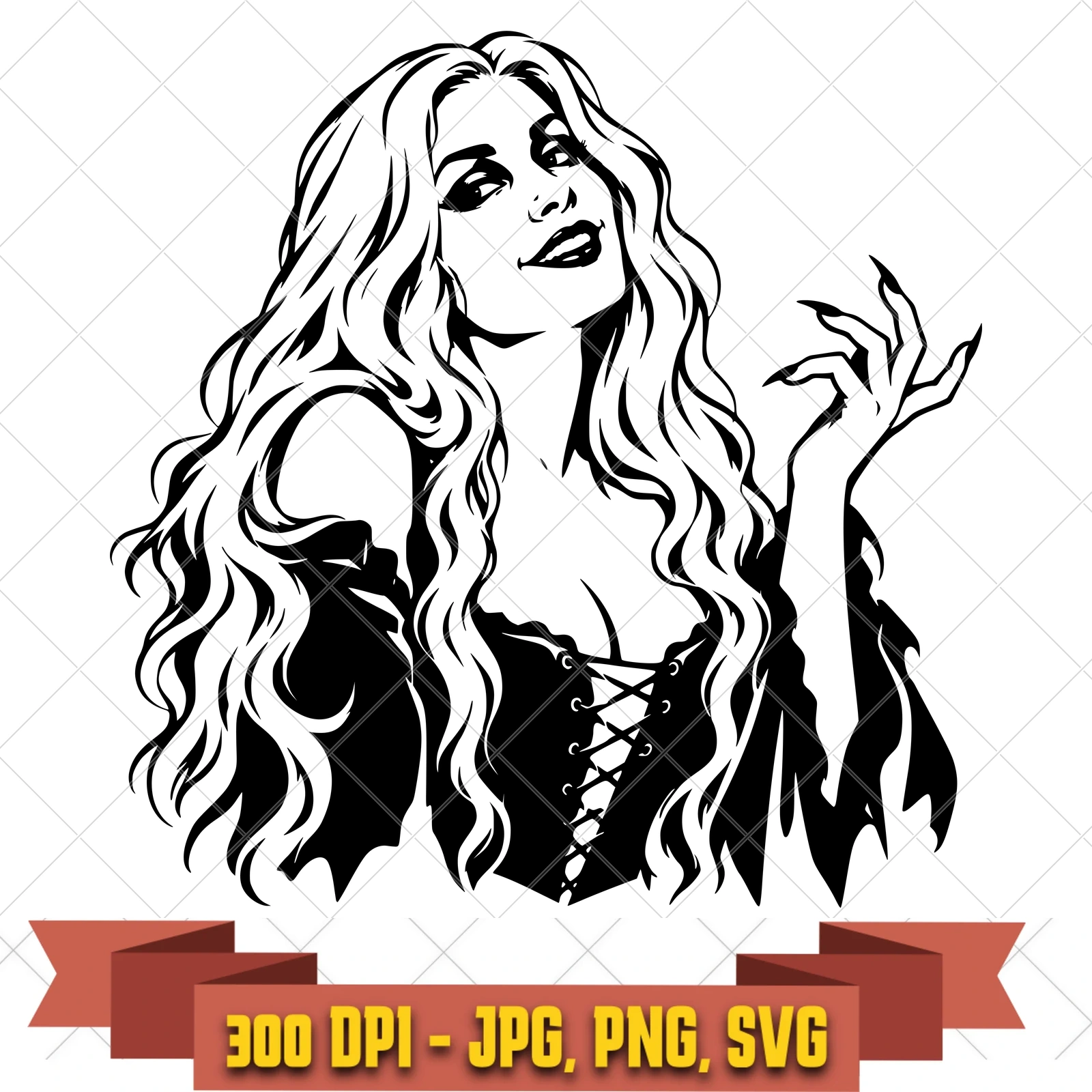 Sarah Portrait Hocus Pocus SVG PNG JPG, Cricut Silhouette Cut File, Sublimation Clipart, in the witches-magic collection by KleanKutChaos.