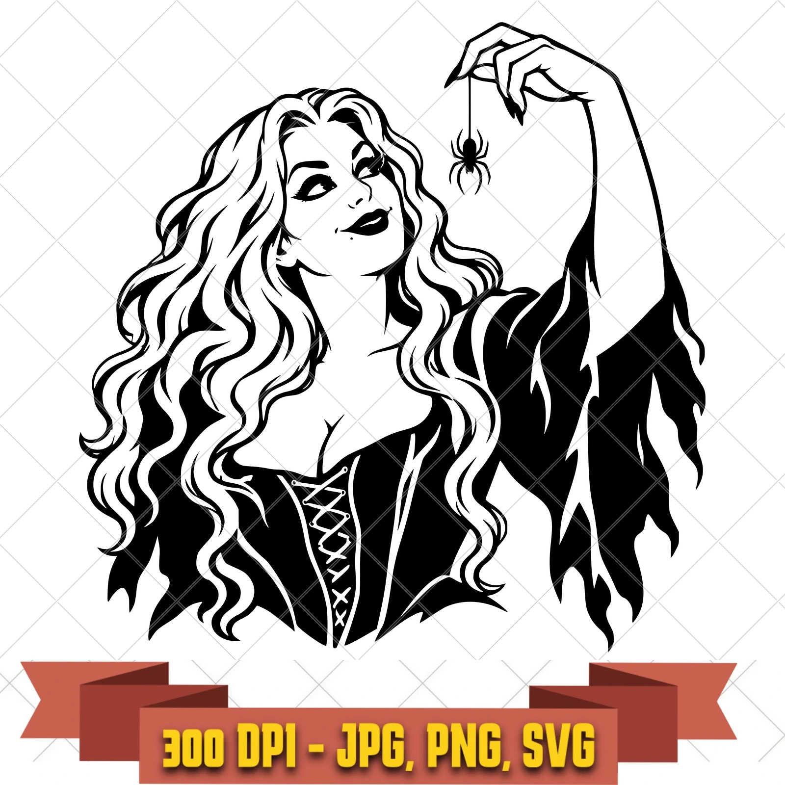 Sarah Spider Hocus Pocus SVG PNG JPG, Cricut Silhouette Cut File, Sublimation Clipart, in the witches-magic collection by KleanKutChaos.