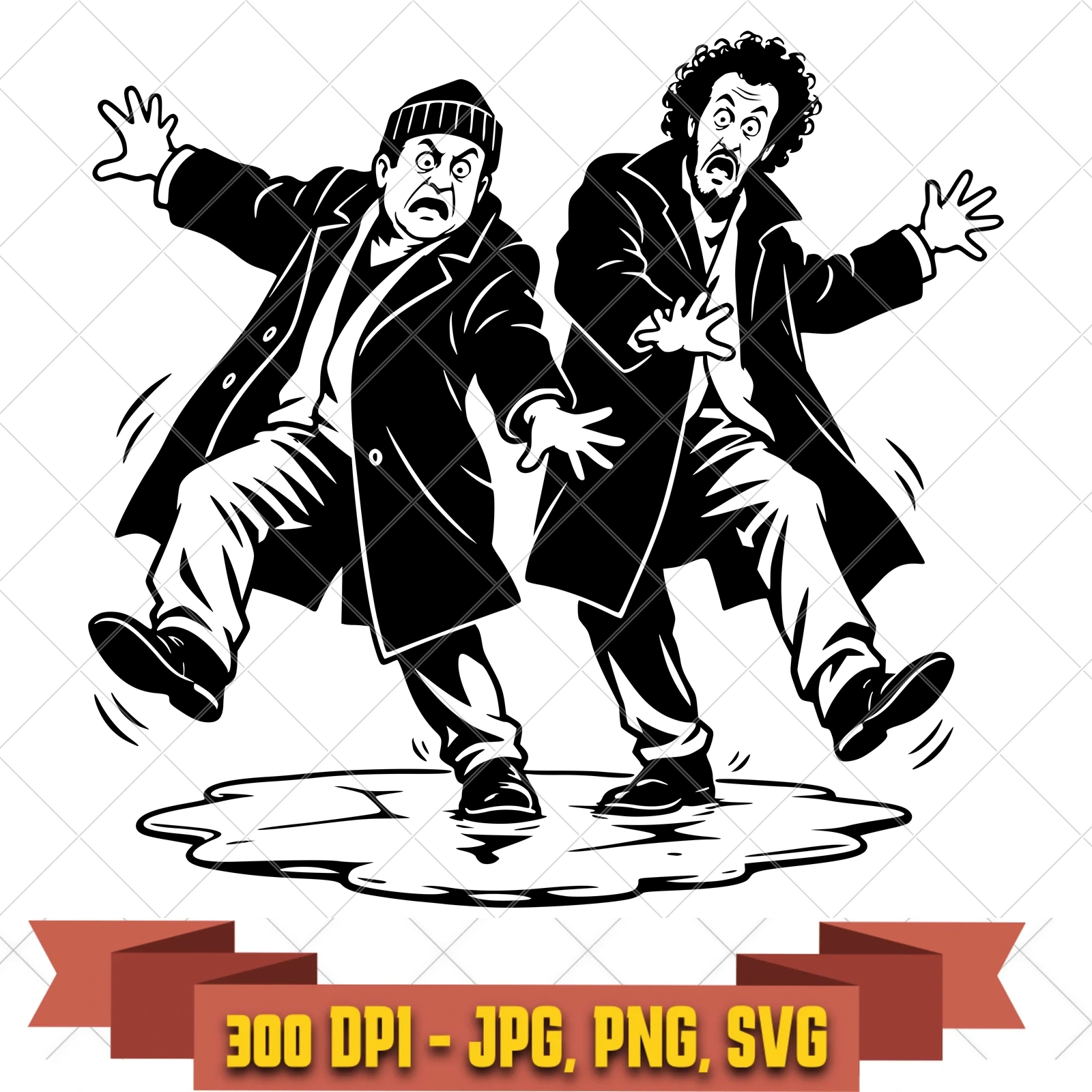 Burglars Slipping Home Alone SVG PNG JPG, Cricut Silhouette Cut File, Sublimation Clipart, in the tv-comedy-camp collection by KleanKutChaos.
