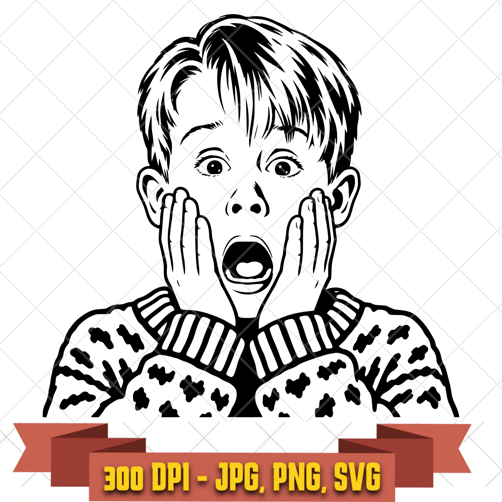 Kevin Astonished Home Alone SVG PNG JPG, Cricut Silhouette Cut File, Sublimation Clipart, in the tv-comedy-camp collection by KleanKutChaos.