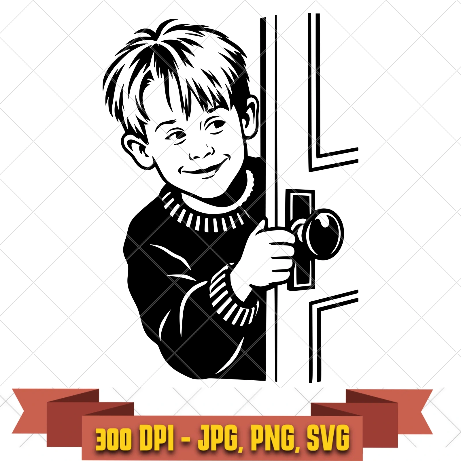 Kevin Door Peek Home Alone SVG PNG JPG, Cricut Silhouette Cut File, Sublimation Clipart, in the tv-comedy-camp collection by KleanKutChaos.