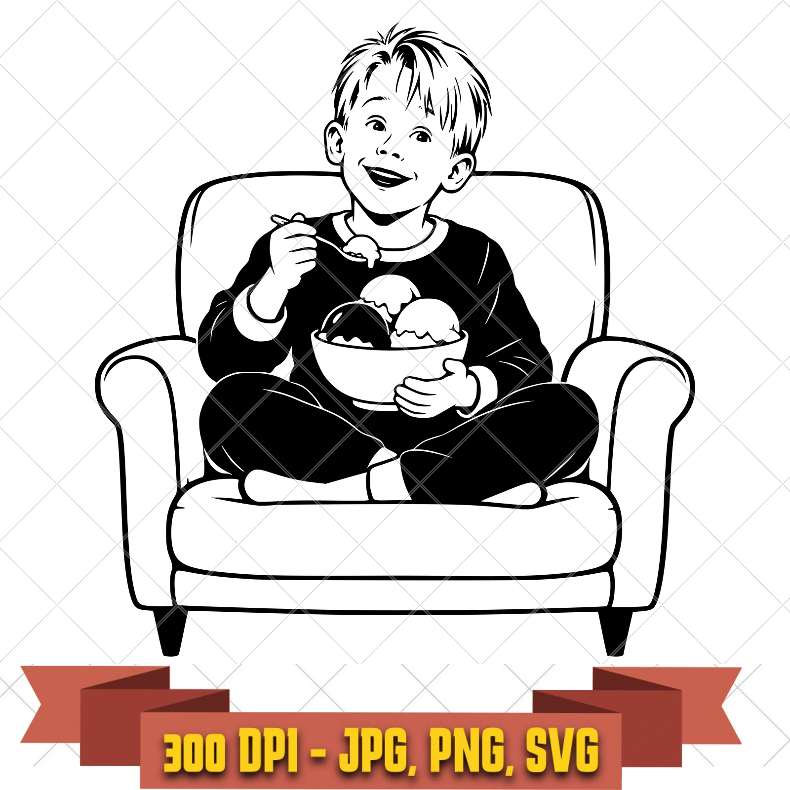 Kevin Ice Cream Home Alone SVG PNG JPG, Cricut Silhouette Cut File, Sublimation Clipart, in the tv-comedy-camp collection by KleanKutChaos.