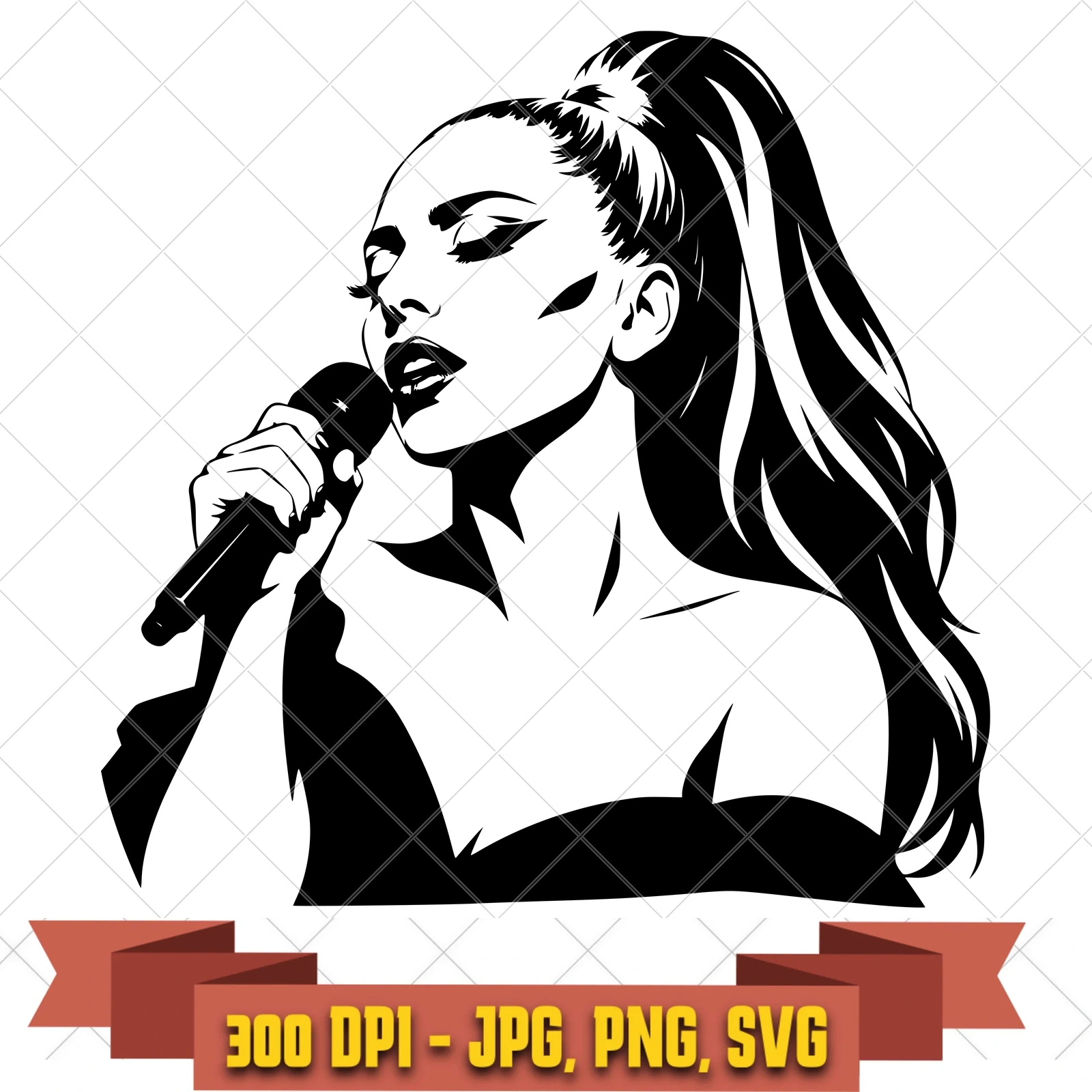 Singing Closeup Lady Gaga SVG PNG JPG, Cricut Silhouette Cut File, Sublimation Clipart, in the pop-disco-icons collection by KleanKutChaos.