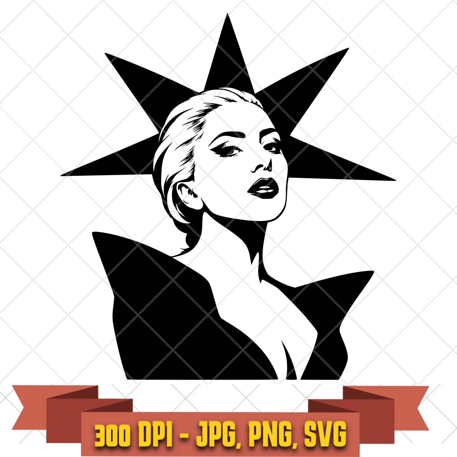 Starburst Headpiece Lady Gaga SVG PNG JPG, Cricut Silhouette Cut File, Sublimation Clipart, in the pop-disco-icons collection by KleanKutChaos.