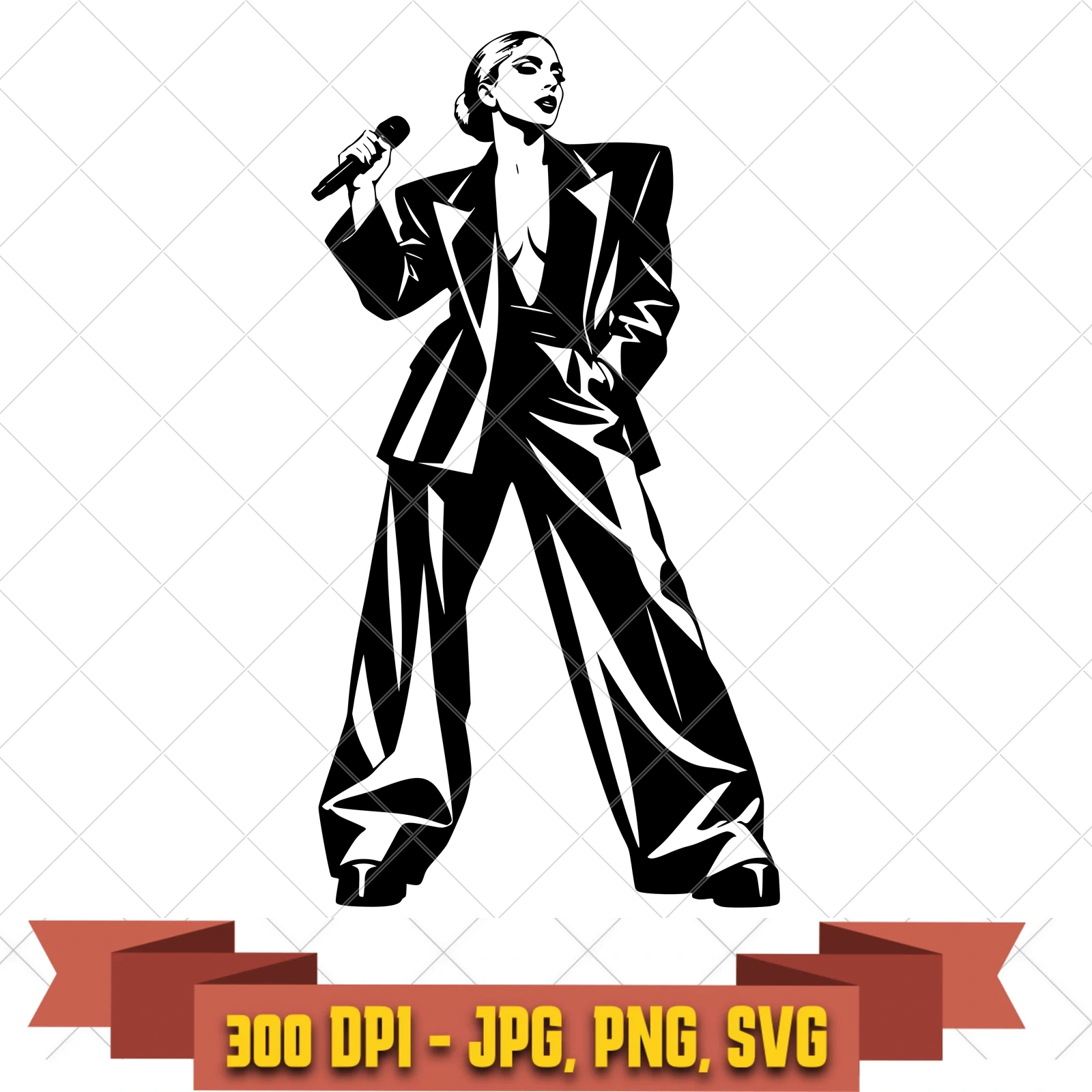 Tailored Suit Lady Gaga SVG PNG JPG, Cricut Silhouette Cut File, Sublimation Clipart, in the pop-disco-icons collection by KleanKutChaos.
